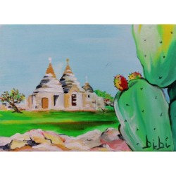 Trulli – Olio su Tela 20x15 cm di Bibi Guarnieri