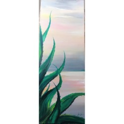 Aloe al tramonto – Olio su Tela 30x80 cm di Bibi Guarnieri