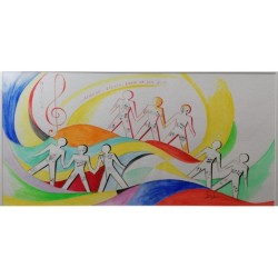 Bimbi in Musica – Acquerello 70x30 cm di Bibi Guarnieri
