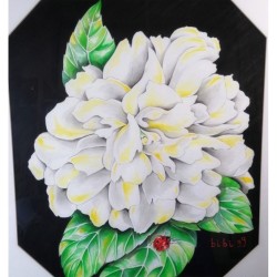 Coccinella su foglia – Acquerello 60x70 cm di Bibi Guarnieri