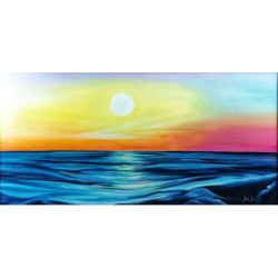Fulgido Sole – Paesaggio Marino all’Alba Olio su Tela 100x50 | Bibi Guarnieri