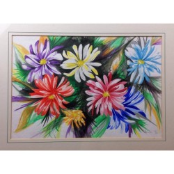 Gerbere Variopinte – Quadro floreale olio su tela 50x30 | Bibi Guarnieri