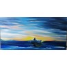 Il Vecchio e il Mare – Paesaggio marino all’alba olio su tela 95x50 | Bibi Guarnieri
