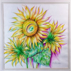 Impazzito di luce – Girasoli gialli acquerello 70x70 | Bibi Guarnieri