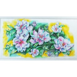 Iris in primavera – Acquerello floreale 100x50 | Bibi Guarnieri