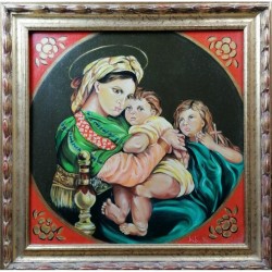 Madonna sulla seggiola – Quadro sacro olio su tela | Bibi Guarnieri
