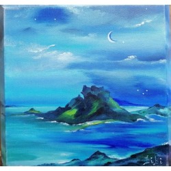 Notturno – Paesaggio marino notturno | Olio su tela 30x30 di Bibi Guarnieri