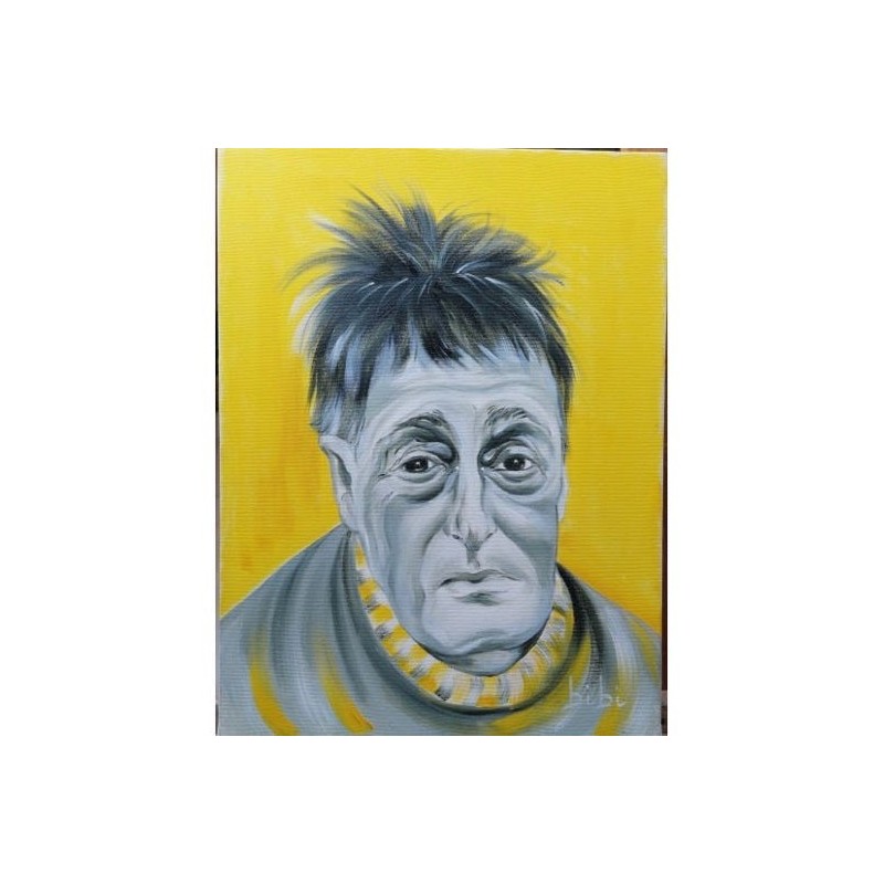 'O Disperato – Portrait of Totò in black and white | 30x40 Oil on Canvas by Bibi Guarnieri 'O Disperato – Portrait of Totò in black and white | 30x40 Oil on Canvas by Bibi Guarnieri