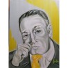 'O Penziero – Totò Portrait in Black and White with Yellow Tie | 30x40 cm Oil on Canvas by Bibi Guarnieri