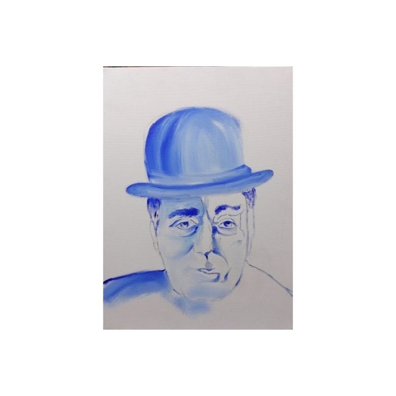 'O Signor – Totò Portrait in White and Light Blue | 30x40 cm Oil on Canvas by Bibi Guarnieri 'O Signor – Totò Portrait in White and Light Blue | 30x40 cm Oil on Canvas by Bibi Guarnieri