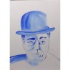 'O Signor – Totò Portrait in White and Light Blue | 30x40 cm Oil on Canvas by Bibi Guarnieri