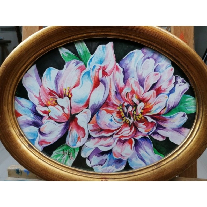 Papaveri – Acquerello floreale 40x30 cm in cornice dorata | Bibi Guarnieri Papaveri – Acquerello floreale 40x30 cm in cornice dorata | Bibi Guarnieri