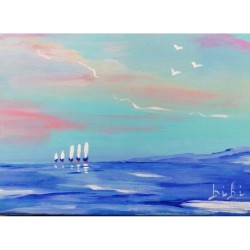 Partenza – Quadro Olio su Tela 20x15 cm di Bibi Guarnieri | Paesaggio Marino