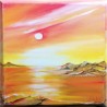 Sfumature – Sunrise over the Sea with Rocks 30x30 | Oil on Canvas by Bibi Guarnieri