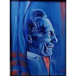 Sipario – Ritratto di Eduardo De Filippo 30x40 | Olio su tela di Bibi Guarnieri