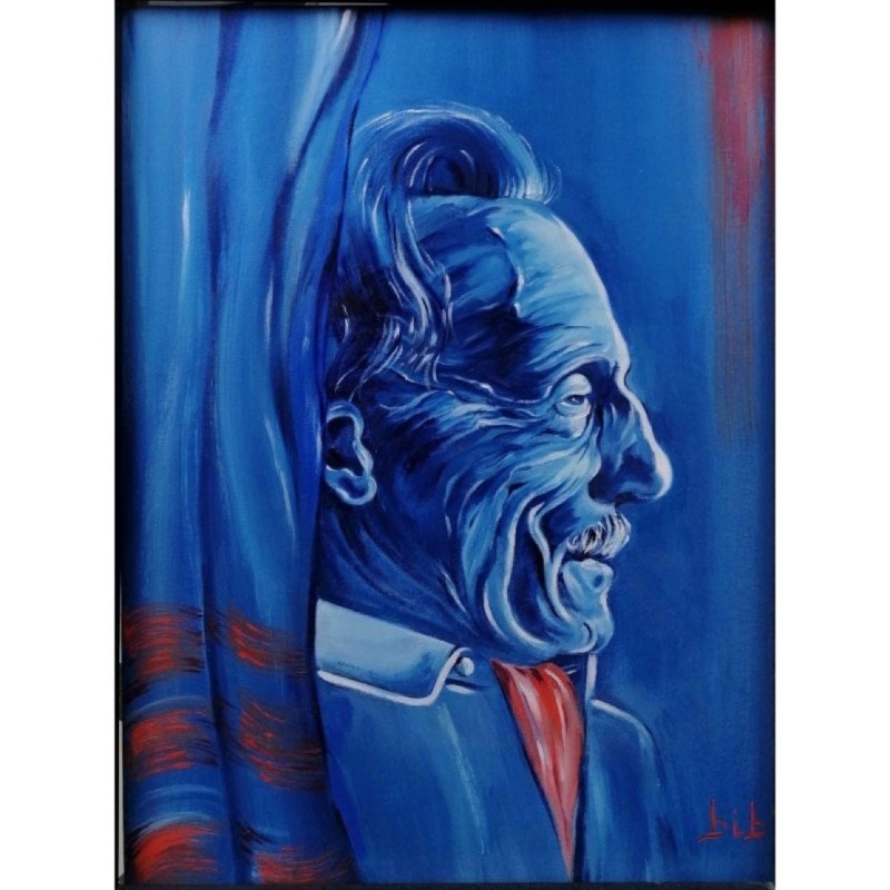 Sipario – Ritratto di Eduardo De Filippo 30x40 | Olio su tela di Bibi Guarnieri Sipario – Ritratto di Eduardo De Filippo 30x40 | Olio su tela di Bibi Guarnieri