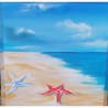 Stelle Marine – Paesaggio marino 30x30 con stelle bianche e rosse | Olio su tela di Bibi Guarnieri