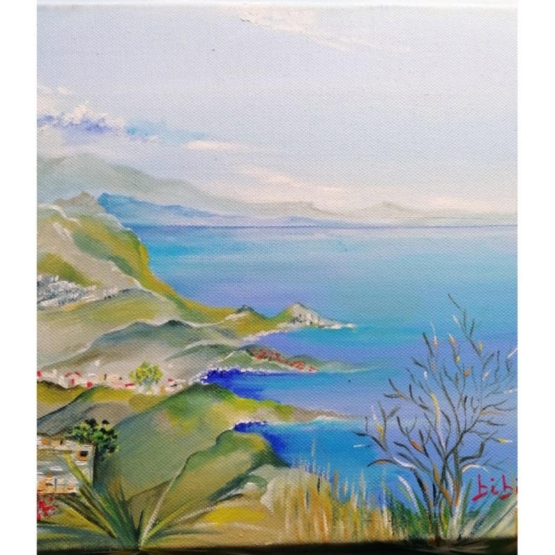 View from Above – 30x30 Coastal Landscape | Oil on Canvas by Bibi Guarnieri View from Above – 30x30 Coastal Landscape | Oil on Canvas by Bibi Guarnieri